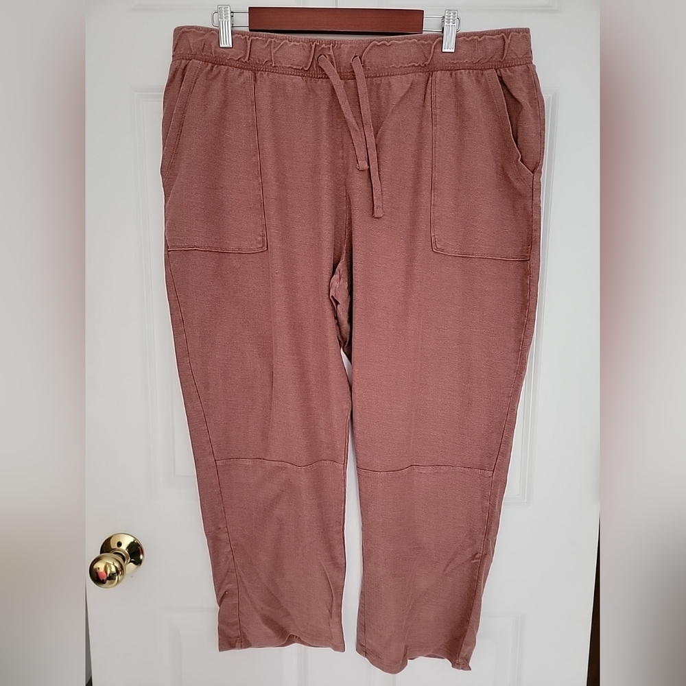 Sonoma Size XXL Straight Leg Utility Sweatpants Light Burgundy Pockets Adj Waist